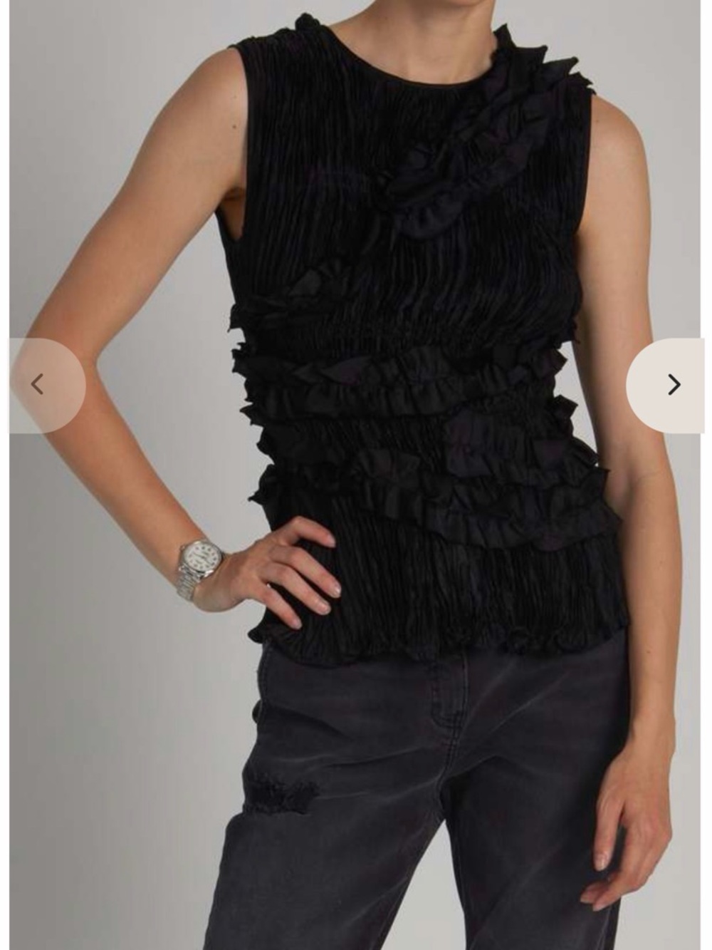 Saint Art NWT wells blouse with ruffle detail in black. Size XS